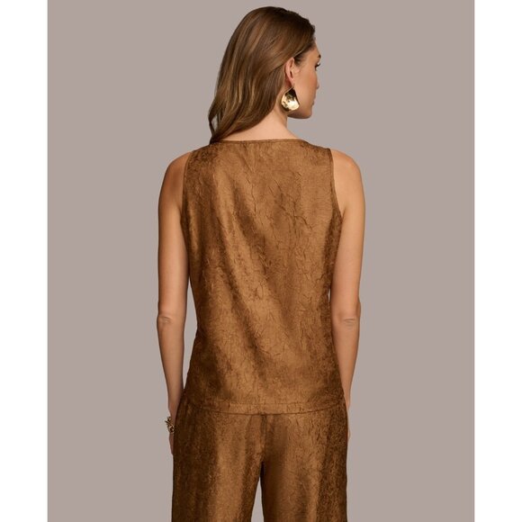 Donna Karan Women's Textured Metallic Scoop-Neck Tank Top Bronze Sz XS MSRP $79 - Picture 4 of 5